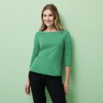 بلوز نخی آستین سه ربع زنانه رنگ سبز برند اسمارا (esmara)